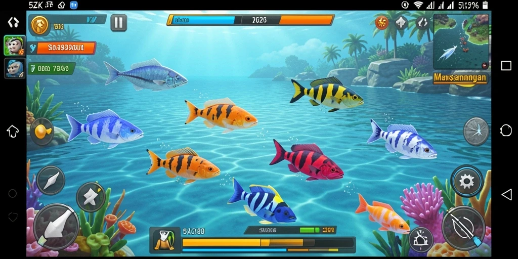 Screenshot gameplay 5ZK yang mengasyikkan menembak ikan.