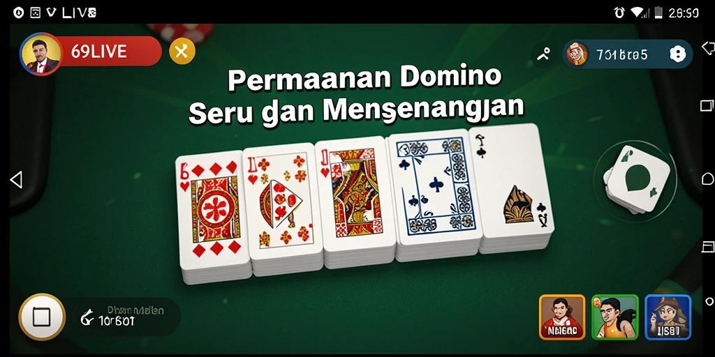 Tampilan gameplay seru di 69LIVE dengan banyak pilihan variasi permainan Domino.