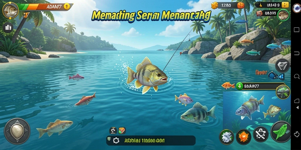 Tangkapan ikan besar dalam gameplay ADAM77 yang menantang.