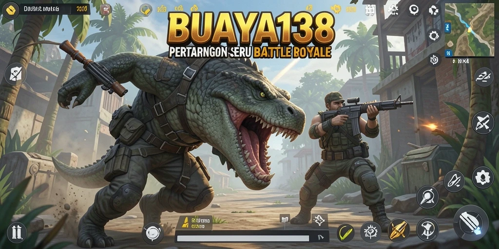 Screenshot aksi seru dalam permainan Battle Royale BUAYA138.