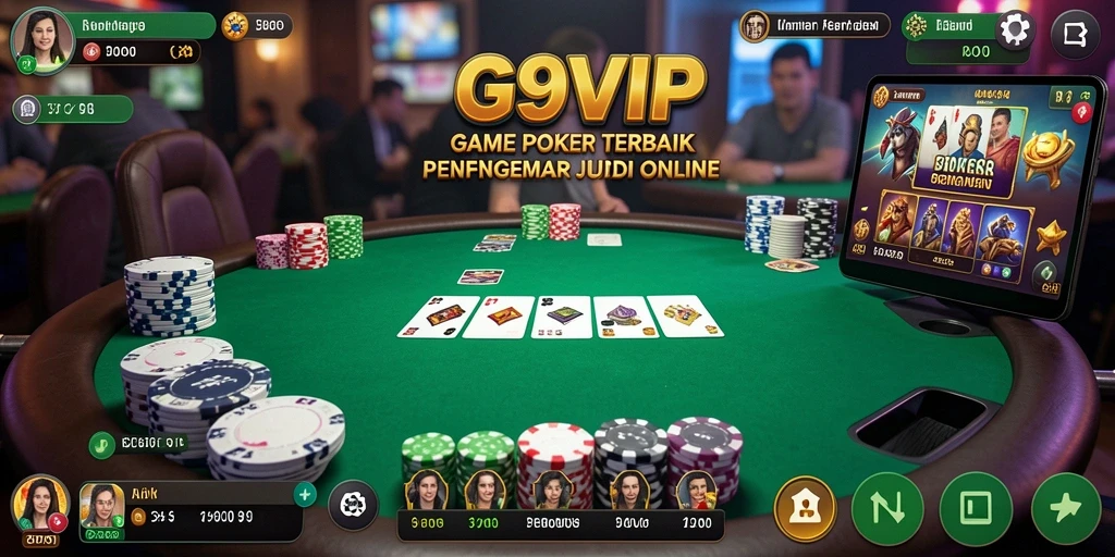 Screenshot G9VIP menampilkan tampilan gameplay poker yang mendebarkan.