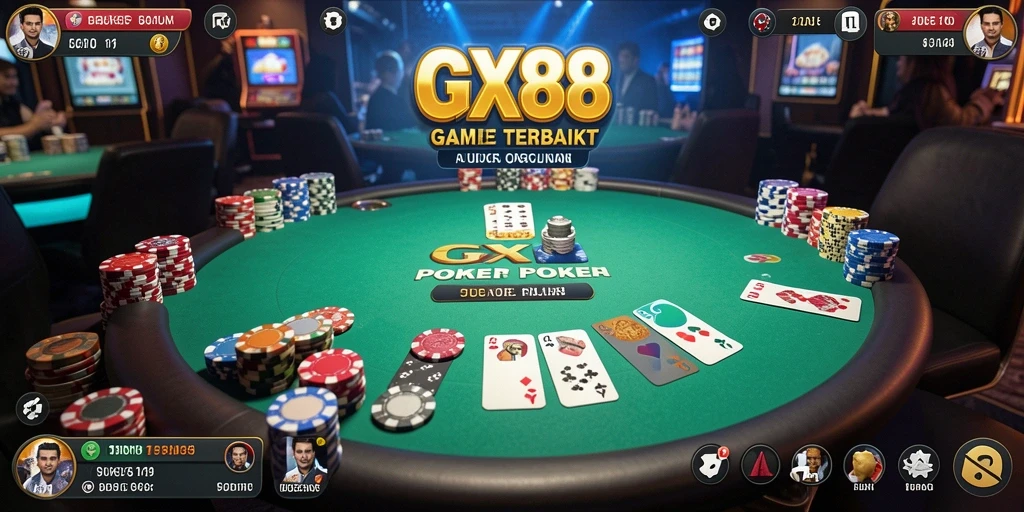 Screenshot gameplay GX88 menunjukkan suasana seru pertandingan Poker.
