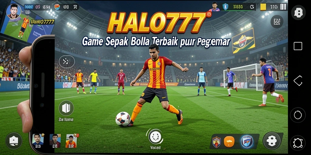 Tampilan gameplay menakjubkan dalam HALO777 dengan aksi sepak bola penuh semangat.