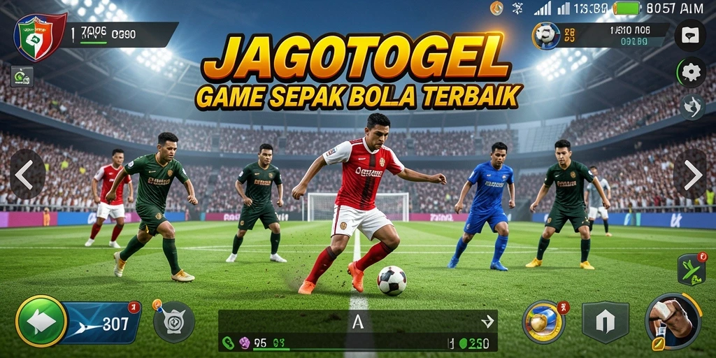 Tampilan gameplay <strong>JAGOTOGEL</strong> yang menampilkan aksi sepak bola menegangkan.