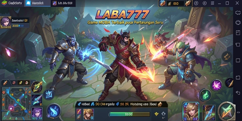 Screenshot gameplay LABA777 yang menunjukkan pertarungan seru di arena.