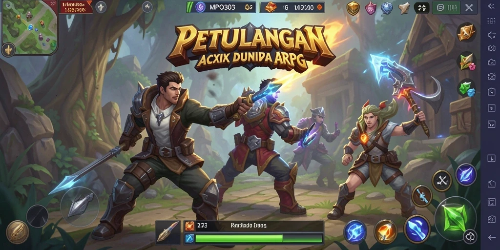 Tangkapan layar utama menunjukkan aksi seru di dunia ARPG MPO303.