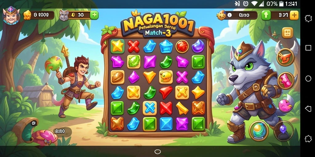 Tampilan gameplay NAGA1001 dengan kombinasi warna yang cerah.