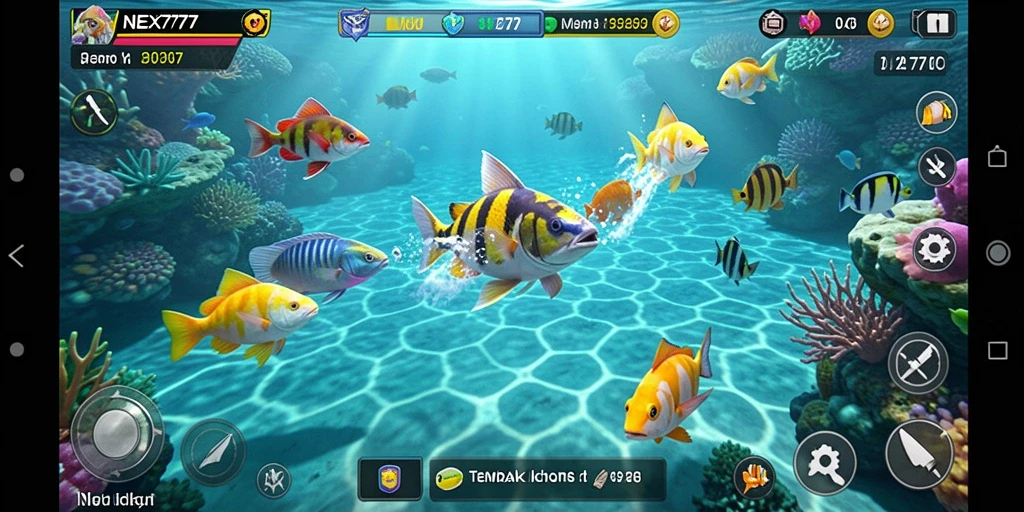 Tampilan aksi seru dalam game Tembak Ikan NEX777.