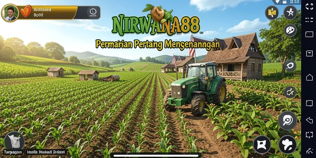 Menggambarkan gameplay pertanian yang menyenangkan dan interaktif.