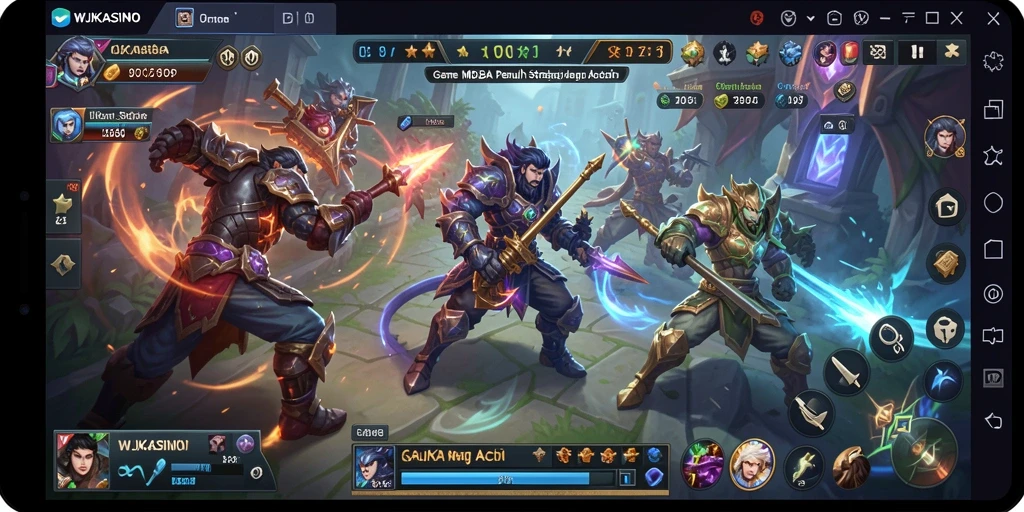 Tampilan gameplay seru WJKASINO dengan pertarungan epik.