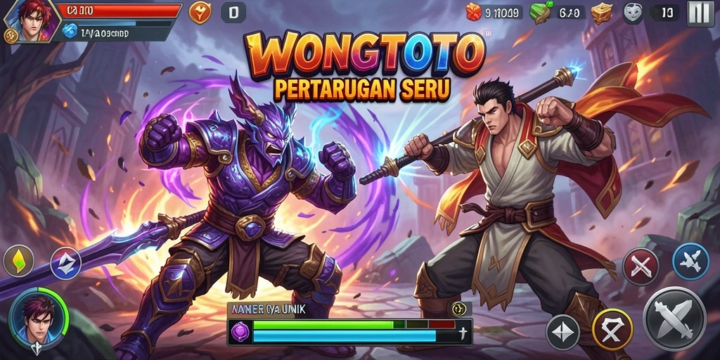 Screenshot utama WONGTOTO menampilkan aksi pertarungan yang mendebarkan.